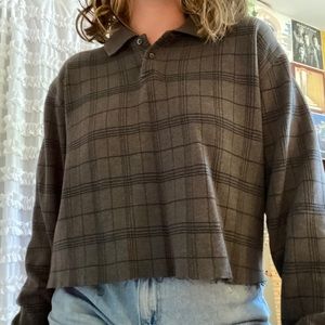 Gray Collared, Cropped Sweatshirt
